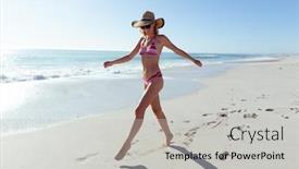  Presentation with sea sun - Amazing presentation design having attractive-blonde-caucasian-woman-enjoying backdrop and a light gray colored foreground