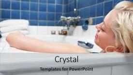  Presentation with spa - Amazing PPT theme having attractive-blonde-woman-relaxing backdrop and a light gray colored foreground