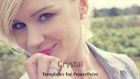  Presentation with outdoors - PPT layouts enhanced with attractive-blonde-woman-standing-outdoors background and a soft green colored foreground