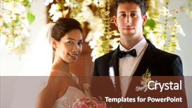 Presentation with married - Audience pleasing PPT theme consisting of attractive bride and groom getting married outdoors backdrop and a tawny brown colored foreground