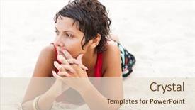  Presentation with sexy santa woman red - Slide deck with attractive brunet woman in red background and a  colored foreground