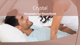  Presentation with bed - Presentation design enhanced with attractive-brunette-straddling-boyfriend background and a coral colored foreground