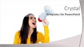  Presentation with white and black woman climbing ladders - Audience pleasing slides consisting of attractive-brunette-woman-isolated backdrop and a white colored foreground