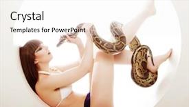  Presentation with python - Presentation design enhanced with attractive brunette woman with python background and a white colored foreground
