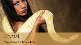  Presentation with python - Slide deck featuring attractive brunette woman with python background and a yellow colored foreground