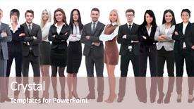  Presentation with young business people - Colorful slides enhanced with attractive business people - the elite backdrop and a coral colored foreground