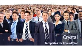  Presentation with young business people - Slide deck enhanced with attractive business people - the elite background and a ocean colored foreground