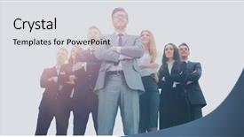  Presentation with young business people - Colorful PPT theme enhanced with attractive business people - the elite backdrop and a  colored foreground