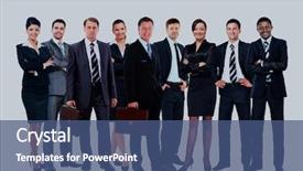  Presentation with young business people - Slide deck enhanced with attractive business people - the elite background and a ocean colored foreground