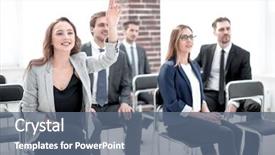  Presentation with young business people - Slides consisting of attractive business people the elite background and a ocean colored foreground