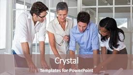  Presentation with animated business people - Amazing slide deck having attractive business people working hard backdrop and a coral colored foreground