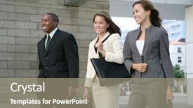  Presentation with business women - Beautiful PPT theme featuring attractive business team walking composed backdrop and a gray colored foreground