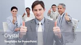  Presentation with team success for future - Colorful PPT theme enhanced with attractive businessman celebrating a sucess backdrop and a  colored foreground