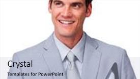  Presentation with agenda - Cool new slide deck with attractive businessman holding an agenda against a white background backdrop and a light blue colored foreground