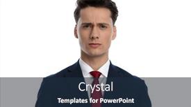  Presentation with look - Slide deck having attractive-businessman-posing background and a navy blue colored foreground