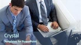  Presentation with job interview - Cool new presentation theme with attractive businessmen relaxing before a job interview in a waiting room backdrop and a ocean colored foreground