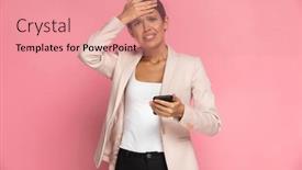  Presentation with pink - PPT theme featuring attractive-businesswoman-feeling-panicked background and a coral colored foreground