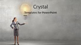 Presentation with light bulb or lightbulb - Amazing PPT layouts having attractive businesswoman holding light bulb backdrop and a  colored foreground