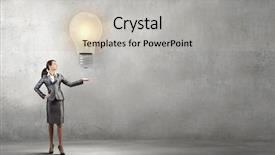  Presentation with light bulb - Slides featuring attractive businesswoman holding light bulb background and a  colored foreground