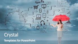  Presentation with pentecost red flame - Presentation theme consisting of attractive businesswoman holding red umbrella background and a teal colored foreground