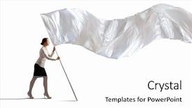  Presentation with action plan way forward text - PPT layouts enhanced with attractive businesswoman holding white flag background and a white colored foreground