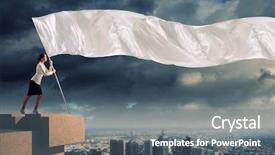  Presentation with action plan way forward text - Theme with attractive businesswoman holding white flag background and a gray colored foreground