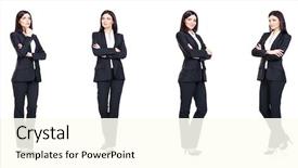  Presentation with business success - Amazing theme having attractive businesswoman isolated on white backdrop and a cream colored foreground