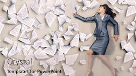  Presentation with running - Cool new presentation with attractive businesswoman running with papers in hand backdrop and a soft green colored foreground