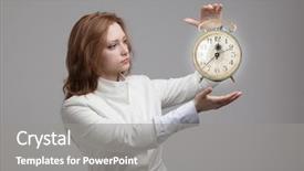  Presentation with clock - Theme featuring attractive businesswoman showing clock background and a gray colored foreground