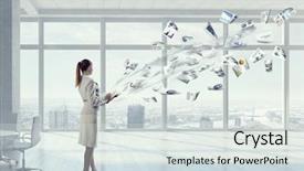  Presentation with busy - Theme featuring attractive-busy-business-lady background and a sky blue colored foreground