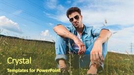  Presentation with glasses - Colorful PPT layouts enhanced with attractive casual man with glasses backdrop and a  colored foreground