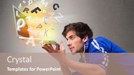  Presentation with young man on the phone - Beautiful theme featuring attractive-casual-young-man-hoding backdrop and a coral colored foreground