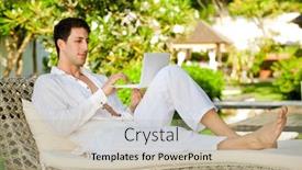  Presentation with laptop - Theme consisting of attractive-caucasian-man-using background and a mint green colored foreground