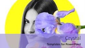  Presentation with iris flower - Slide deck consisting of attractive-cheerful-girl-with-beautiful background and a light blue colored foreground