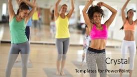  Presentation with black women - Theme featuring attractive cheerful women dance background and a mint green colored foreground