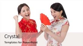  Presentation with malaysian traditional dress - Cool new presentation theme with attractive chinese woman dress traditional backdrop and a lemonade colored foreground