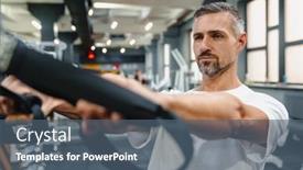  Presentation with sports - PPT theme with attractive-confident-healthy-sports-man background and a ocean colored foreground