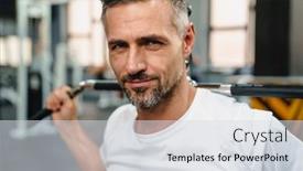  Presentation with sports - Cool new slide deck with attractive-confident-healthy-sports-man backdrop and a sky blue colored foreground