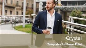  Presentation with takeaway coffee - Theme with attractive-confident-young-blonde-haired background and a coral colored foreground