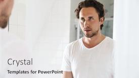  Presentation with mirror - Slide set enhanced with attractive-confident-young-man-standing background and a light gray colored foreground