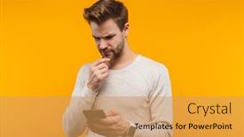  Presentation with yellow - PPT layouts with attractive-confused-young-man-wearing background and a yellow colored foreground