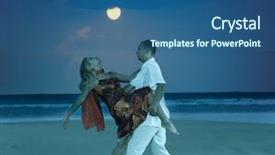  Presentation with dance beautiful couple dancing ballroom - Presentation theme consisting of attractive couple dancing near the ocean under moon background and a ocean colored foreground