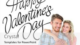  Presentation with valentines - Cool new presentation design with attractive couple embracing and smiling against happy valentines day backdrop and a white colored foreground