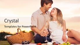  Presentation with romantic birthday couple celebrate - Slide set with attractive couple enjoying romantic sunset background and a lemonade colored foreground