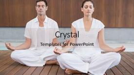  Presentation with lotus - Audience pleasing presentation theme consisting of attractive couple in white meditating backdrop and a coral colored foreground
