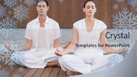  Presentation with prayer - Beautiful slide deck featuring attractive couple in white meditating backdrop and a coral colored foreground