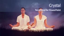  Presentation with blue sky - Presentation theme having attractive couple in white meditating background and a ocean colored foreground