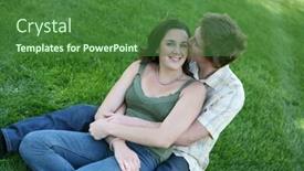  Presentation with grass - Cool new presentation design with attractive couple kissing and hugging on the grass backdrop and a forest green colored foreground
