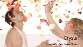  Presentation with rose falling animation - Amazing slide deck having attractive couple over falling rose backdrop and a lemonade colored foreground
