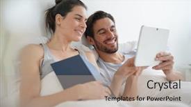  Presentation with good morning couple bed - Cool new theme with attractive couple reading and relaxing backdrop and a  colored foreground